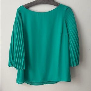 AB Studio Teal Blouse with Pleated Sleeves